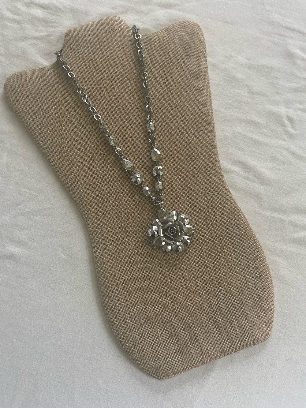 Silver Rose Pendant Necklace - Unbranded